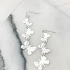Matte Metal Butterfly Dangle Earrings - Silver
