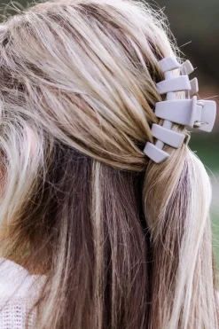 Medium Teleties Claw Clip - Silver Flames