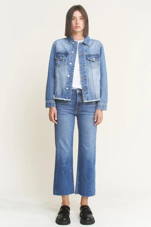 Medium Wash Oversized Denim Jacket By Mica Denim (Ships in 2-3 Weeks)