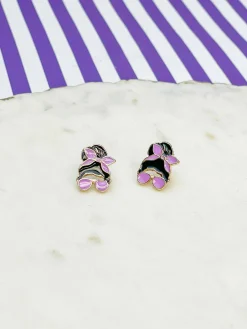 Messy Bun Enamel Stud Earrings - Purple