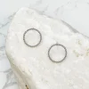Metal Circle Post Earrings - Silver