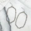 Metal Studded Drop Earrings - Silver