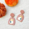 Metallic Pumpkin Clay Dangle Earrings - Blush
