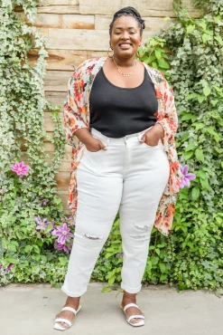 Mid-Rise Boyfriend Destroyed White Jeans by Judy Blue