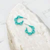 Mini Link Enamel Hoop Earrings - Turquoise