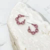 Mini Link Enamel Hoop Earrings - Purple