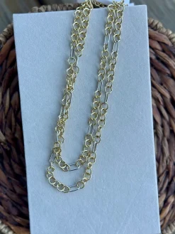 Mixed Metal Link Layer Necklace by Treasure Jewels