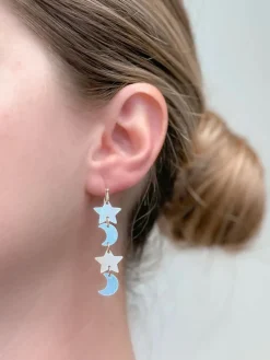 Moon & Star Dangle Earrings