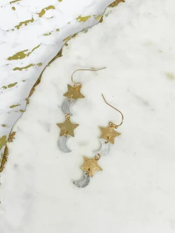 Moon & Star Dangle Earrings