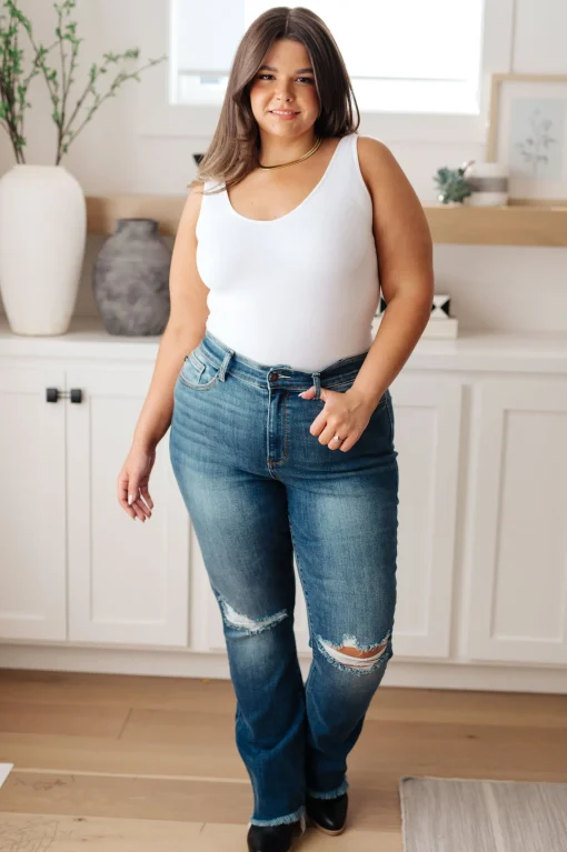 Morgan High Rise Distressed Straight Jeans by Judy Blue