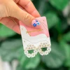 Mother of Pearl Flower Stud Earrings - Gold