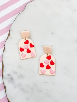 Multi Heart Clay Dangle Earrings