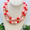 Multi Pink Bead Dual Strand Necklace