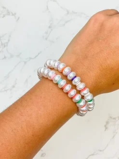 Multicolor Pearl Stretch Bracelet Set