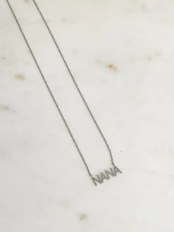 'NANA' White Gold Pendant Necklace