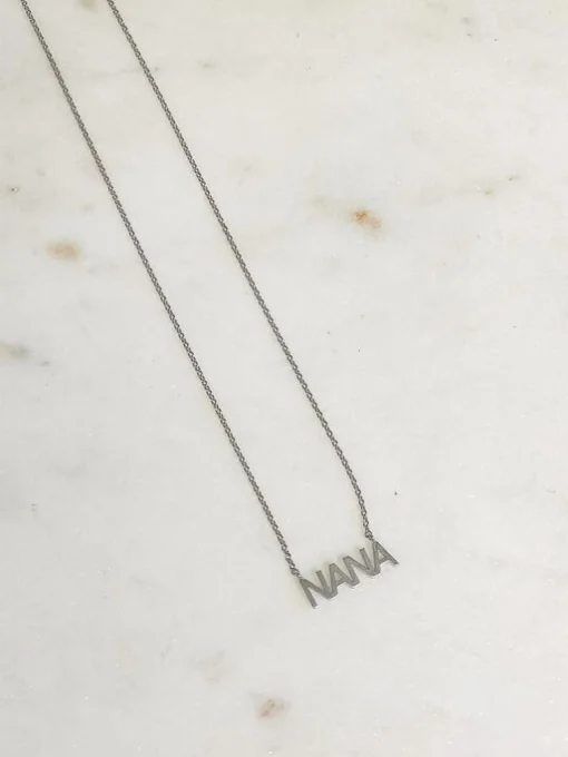 'NANA' White Gold Pendant Necklace