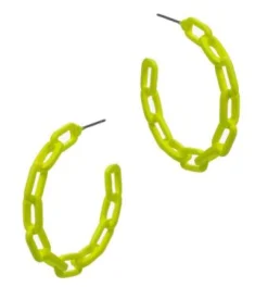 Neon Chainlink Hoop Earrings - Yellow