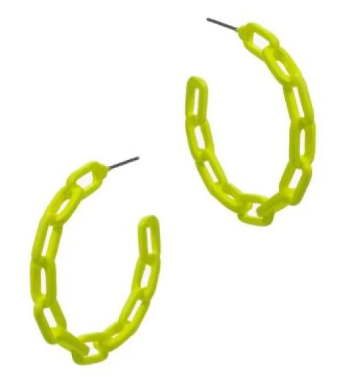 Neon Chainlink Hoop Earrings - Yellow