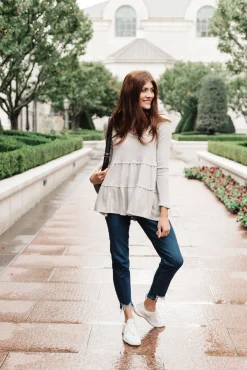 Nicely Done Tiered Top in Gray