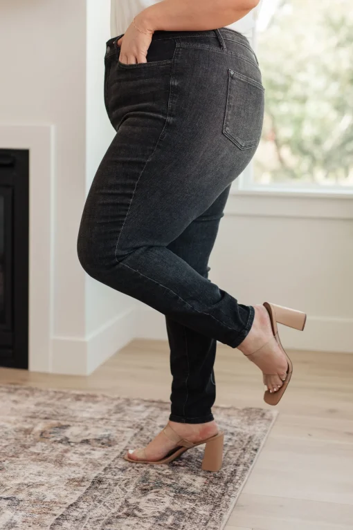 Octavia High Rise Control Top Skinny Jeans in Washed Black by Judy Blue