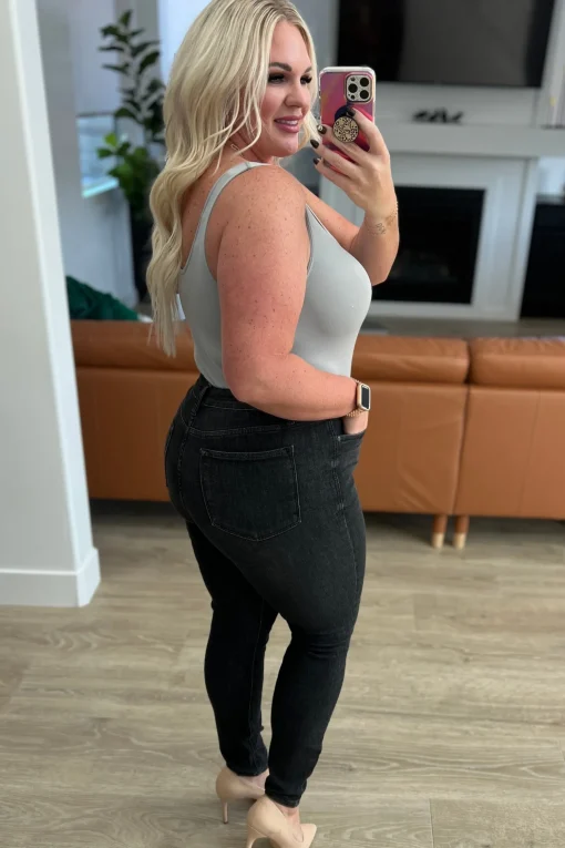 Octavia High Rise Control Top Skinny Jeans in Washed Black by Judy Blue