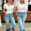 Olivia High Rise Wide Leg Crop Jeans by Judy Blue in Medium Wash