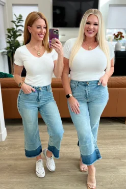 Olivia High Rise Wide Leg Crop Jeans by Judy Blue in Medium Wash