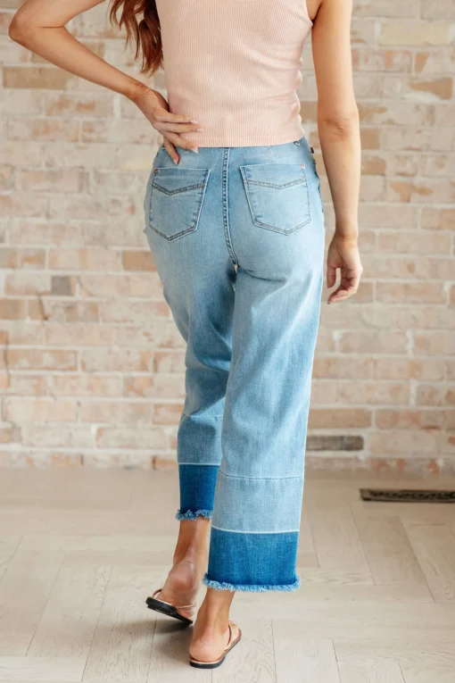 Olivia High Rise Wide Leg Crop Jeans by Judy Blue in Medium Wash