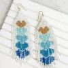 Ombre Heart Fringe Dangle Earrings - Blue