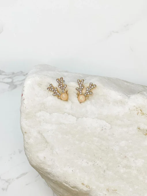 Opal Reindeer Stud Earrings
