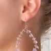 Oval Chip Beaded Earrings - Purple