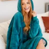 Oversized Velour Blanket Hoodie in Green