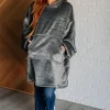 Oversized Velour Blanket Hoodie in Gray