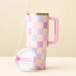 40 oz Take Me Everywhere Tumbler - Checker Purple