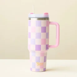40 oz Take Me Everywhere Tumbler - Checker Purple