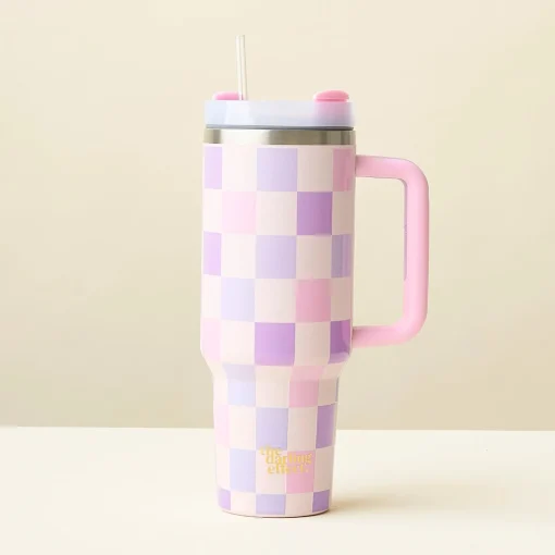 40 oz Take Me Everywhere Tumbler - Checker Purple