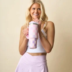 40 oz Take Me Everywhere Tumbler - Checker Purple