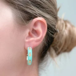 Pastel Pineapple Enamel Hoop Earrings