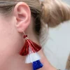 Patriotic Tinsel Tiered Tassel Earrings