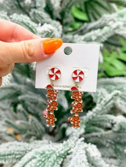 Pave Gingerbread Cookie Enamel Dangle Earrings