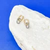 Pave Gold Link Dangle Earrings