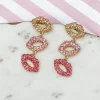 Pave Lips Dangle Earrings