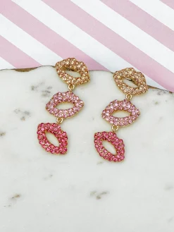 Pave Lips Dangle Earrings