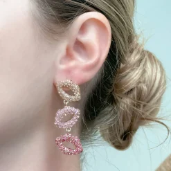Pave Lips Dangle Earrings