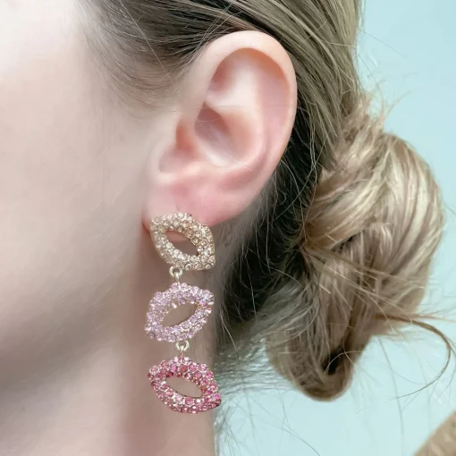 Pave Lips Dangle Earrings