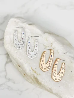 Pave Night Sky Hoop Earrings - Silver