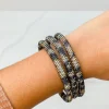Pave Rhinestone Bangle Set - Leopard