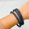 Pave Rhinestone Bangle Set - Navy