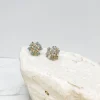 Pearl & Flower Cluster Post Earrings - Blue