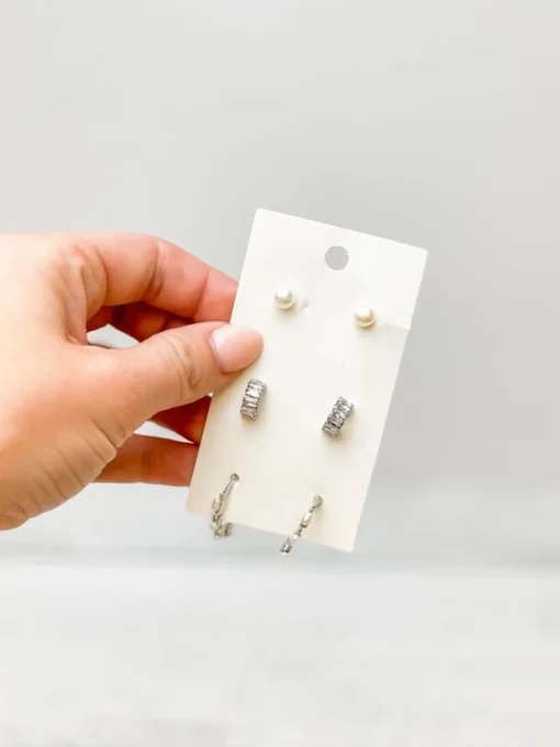 Pearl & Rhinestone Earring Trio